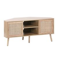 mueble tv esquinero madera y cana 2 puertas 1 estante 115cm