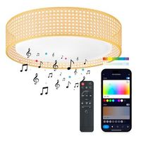 plafon smartled ksix bohemia diseno ratan altavoz 3w integrado rgbic  cct o46 cm 4000 lm 35 w app tuya blanco