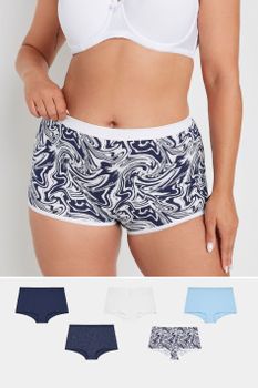 Yours Juego 5 Shorts Azules Estampado Mármol