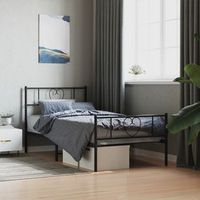 cama para adulto  cama individual  estructura cama sin colchon con estribo metal negro 90x200 cm cfw21155