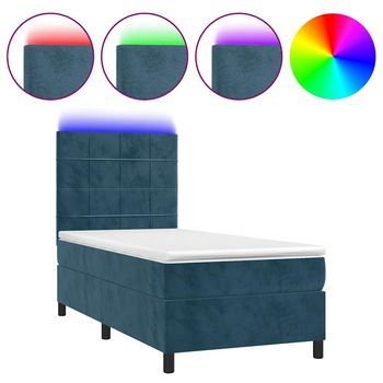 Cama Tapizada 203x90x128 Cm Terciopelo - Azul