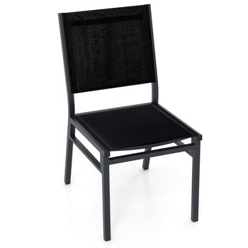 Costway Juego de 1/2 Silla de Comedor con Asiento Respaldo Transpirables y Marco de Aluminio Resistente Silla Ligera para Patio Porche Negro